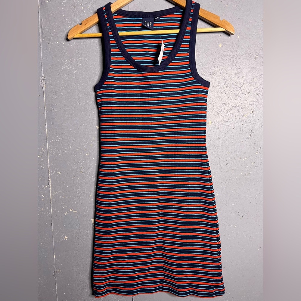 GAP Rib Mini Tank Dress In Stripes. Size Small NWT - Picture 3 of 9